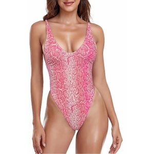 Relleciga Sexy Women’s one piece snakeskin swimsuit size L